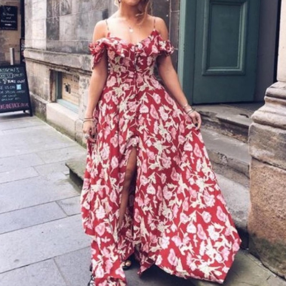 Topshop Floral Cold Shoulder Dress Sz 6